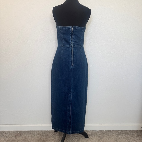 Gap Strapless Denim Midi Dress Size 4 Medium Wash Tube - Picture 3 of 5